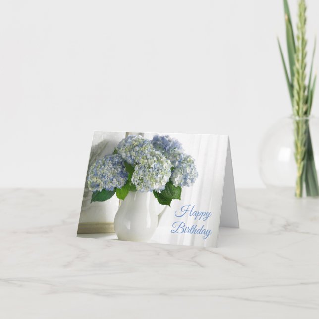 Birthday Card -Blue Hydrangeas (Front)