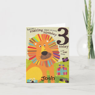 Birthday Card - Boys Third Birthday Roar