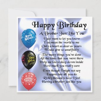 Birthday Card - Brother Poem | Zazzle