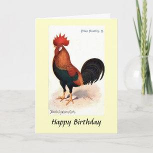 Birthday Card - Brown Leghorn Cock