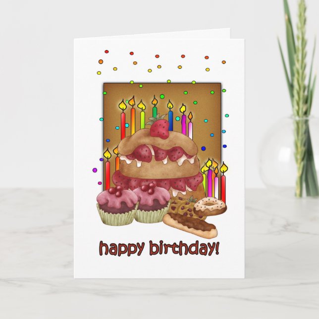 Birthday Card - Cakes Cookies Cup Cakes Candles (Front)