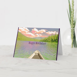 Birthday Card Canoe on Lake "Fun Adventures"
