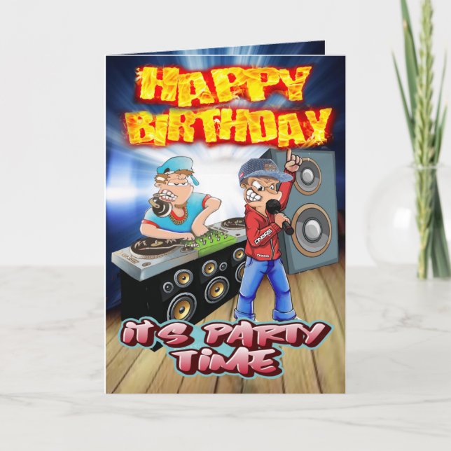 Birthday card cartoon DJ and MC (Front)