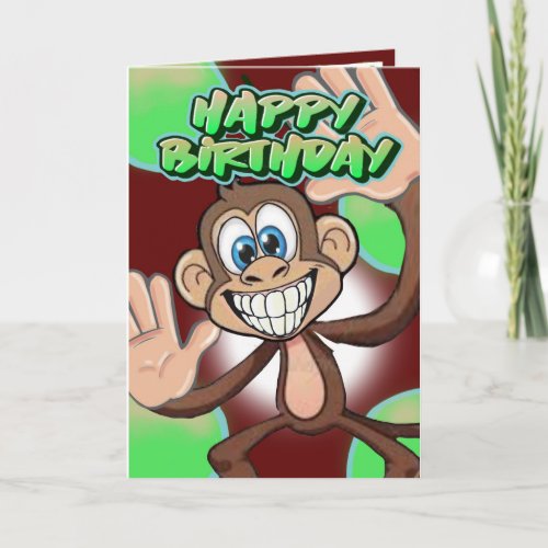 Birthday card cartoon monkey