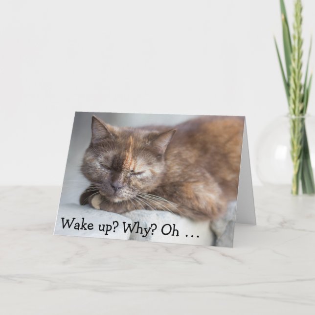 Birthday Card&Cat: Wake up for a happy Birthday Card (Front)