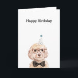 Birthday Card, Champagne Cockapoo Card<br><div class="desc">Happy Birthday card from your Champagne Cockapoo.  Champagne Cockapoo wearing a bow tie,  glass,  and party hat.</div>