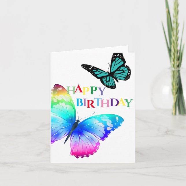 Birthday Card - Colourful Butterflies (Front)