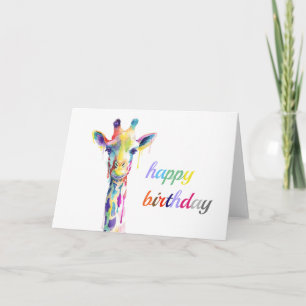 Birthday Card - Colourful Giraffe
