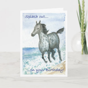 Birthday Card - Connemara Pony on Beach