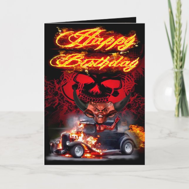 Birthday card devil hot rod (Front)