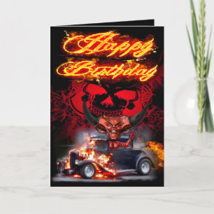 Birthday card devil hot rod