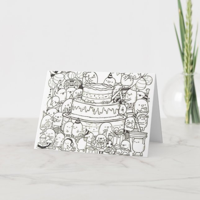 Birthday Card - Doodle Birthday Cake (Front)