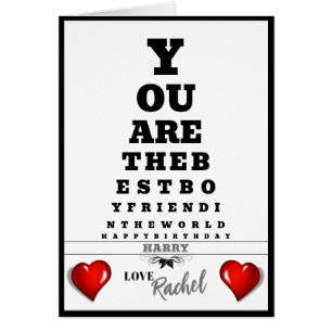 Birthday Card-Eye Chart-Fun-Heart-Personalize-Man Cards