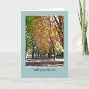 Birthday Card, Fall Trees, Welsh Greeting Card