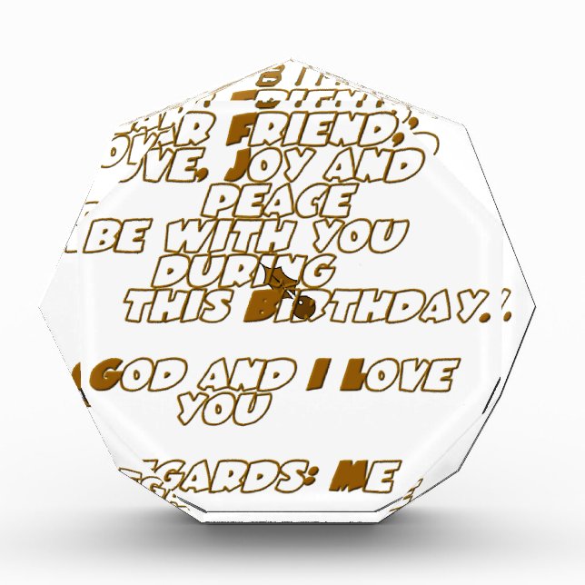 Birthday Card for a Christian Friend Acrylic Award (Front)