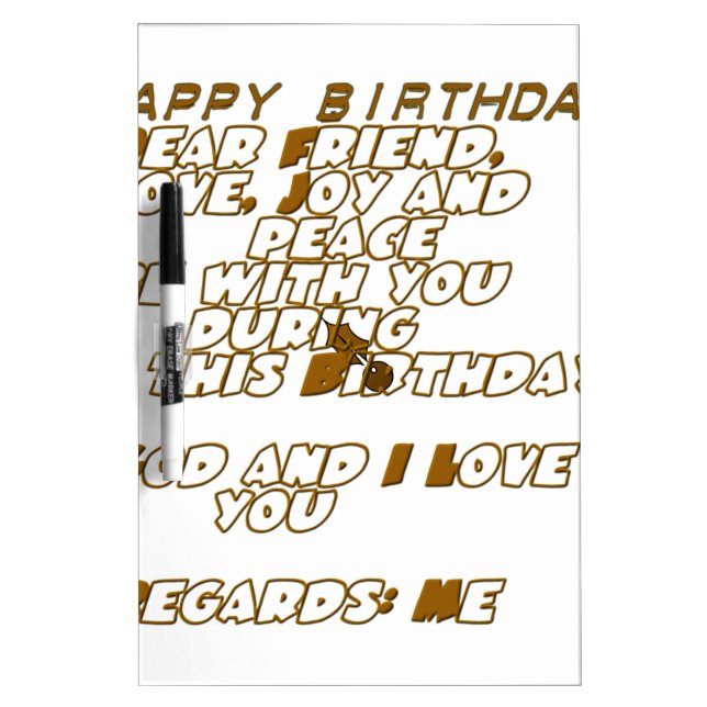 Birthday Card for a Christian Friend Dry Erase Board (Front)