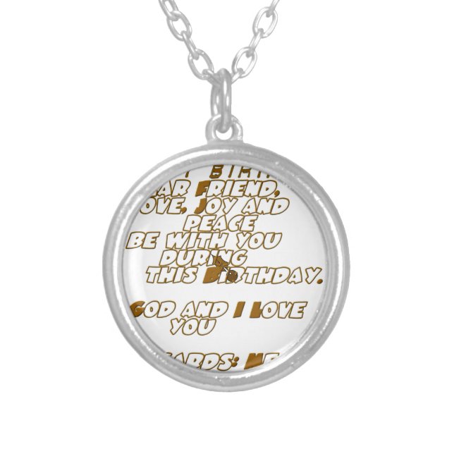Birthday Card for a Christian Friend Silver Plated Necklace (Front)