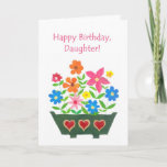 Birthday Card for a Daughter<br><div class="desc">A pretty Birthday Card for a daughter,  with a window-box full of brightly colored flowers,  from a handpainted paper collage by Judy Adamson. Matching gifts and other greeting cards are also available in my store.</div>