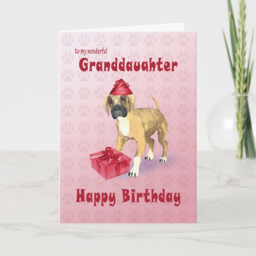 Birthday card for a granddaughter with a puppy