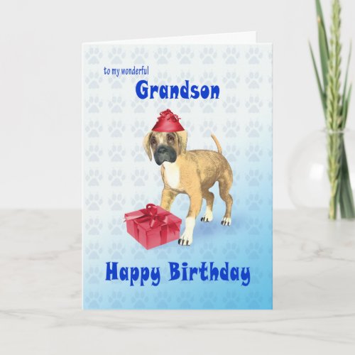 Birthday card for a grandson with a puppy