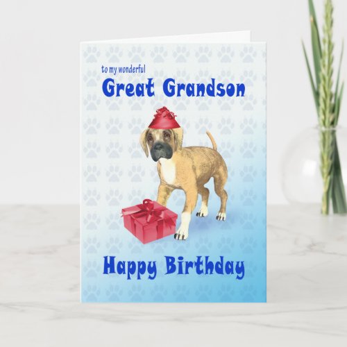 Birthday card for a great grandson with a puppy