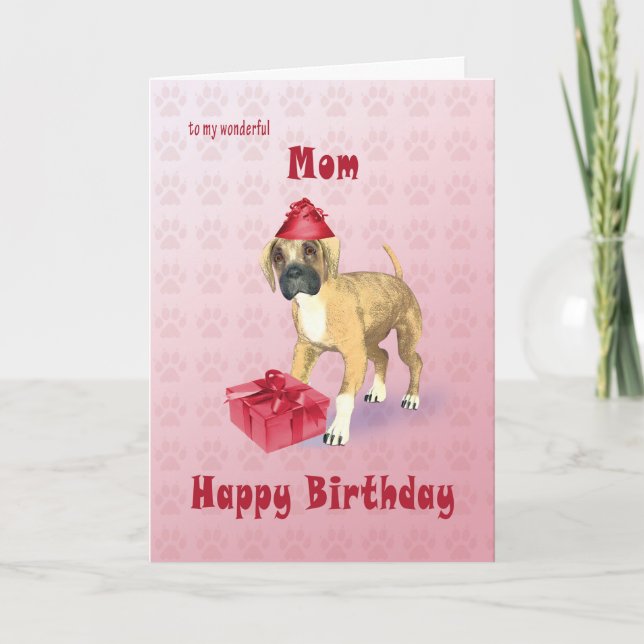 Birthday card for a mom with a puppy (Front)