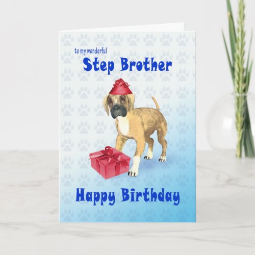 Birthday card for a step brother with a puppy