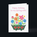 Birthday Card for a Wife<br><div class="desc">A pretty Birthday Card for a Wife,  with a window-box full of brightly colored flowers,  from a handpainted paper collage by Judy Adamson. Matching gifts and other greeting cards are also available in my store.</div>