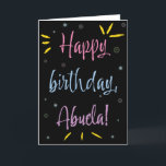 Birthday Card for Abuela<br><div class="desc">You call your grandmother Abuela, not Grandma. (Abuela means grandmother in Spanish.) Imagine how excited Abuela will be to receive a birthday card addressed especially to her! Your abuela also will love this card's colorful fireworks-inspired design (yellow, pink, blue, and purple on a black background) which says "Happy birthday, Abuela!"...</div>