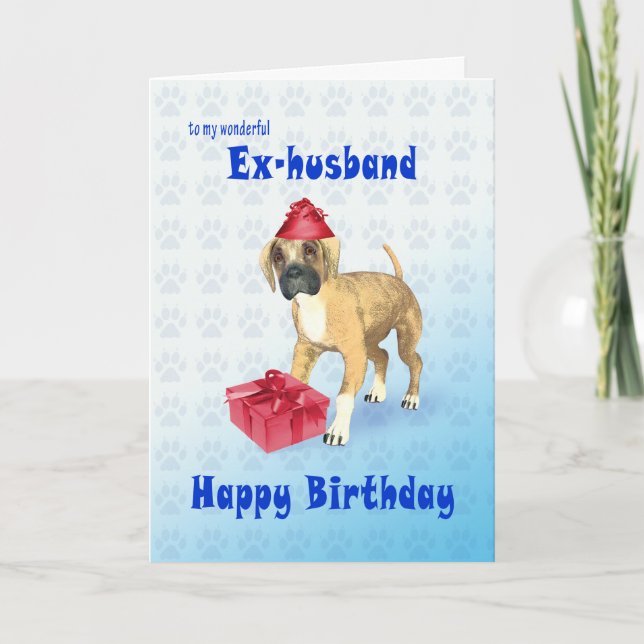 Birthday card for an ex-husband with a puppy (Front)