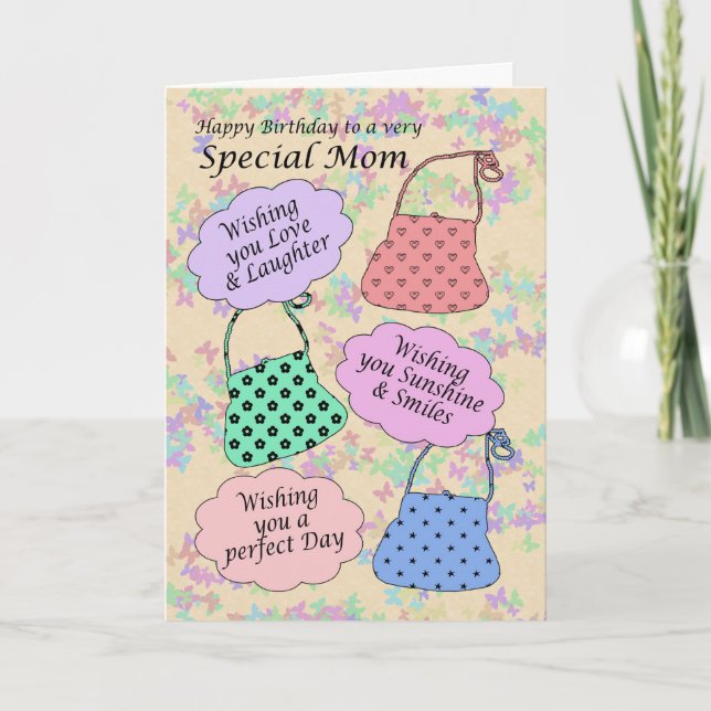 Birthday Card for Aunt, purse handbag (Front)