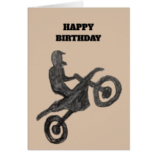 Birthday Card for boy with motocross sketch