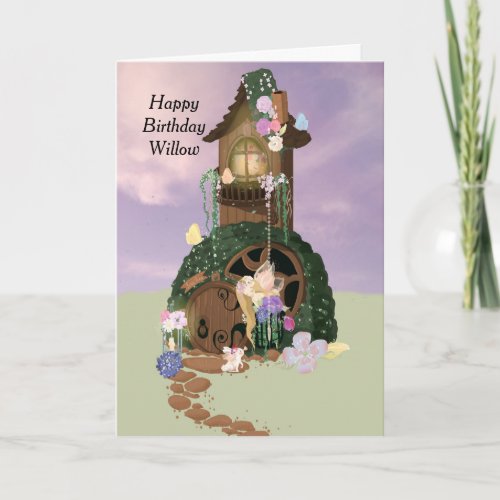 Birthday Card for Child with Fairy House