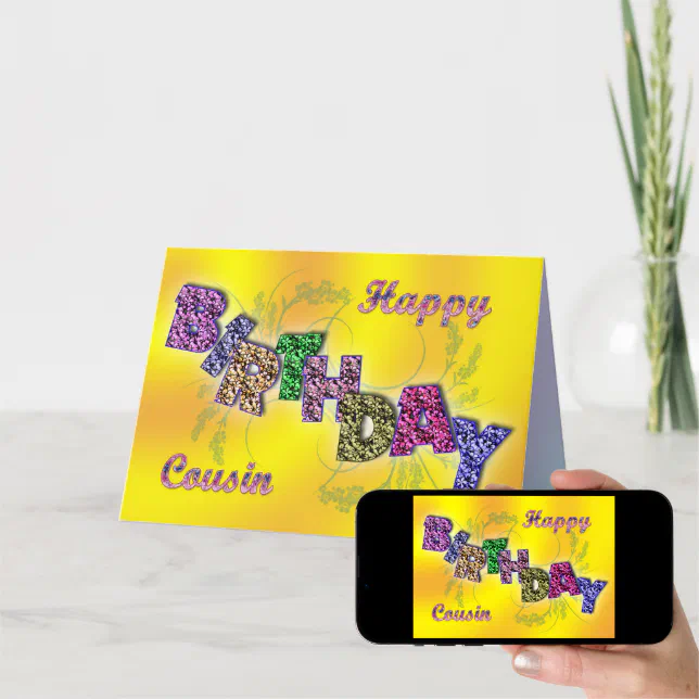 Birthday card for cousin with floral text | Zazzle