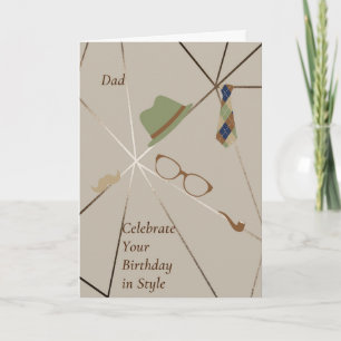 Birthday Card for Dad with Hat, Tie & Glasses