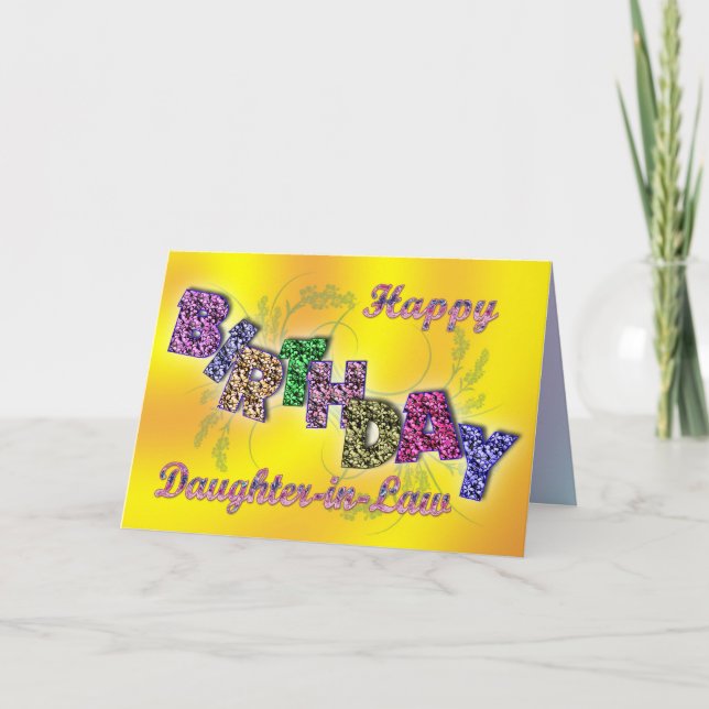 Birthday card for daughter-in-law with floral text (Front)