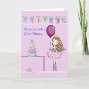 Birthday Card for Female Child, Balloons & Cake