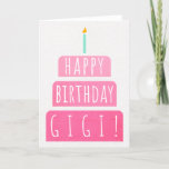 Birthday Card for Gigi<br><div class="desc">Birthday Card for Gigi. If you call your grandmother Gigi instead of Grandma, this birthday card is perfect for her. Your gigi also will love this birthday card's gradient ombre pink design with a birthday cake that says "Happy birthday Gigi!" Make this card customizable! Click "Edit Design", "Inside Bottom/Right: Text...</div>