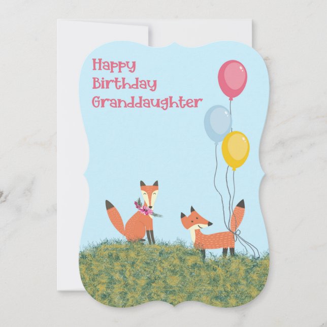 Birthday Card for Granddaughter with Foxes (Front)
