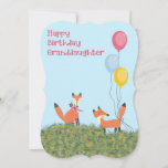 Birthday Card for Granddaughter with Foxes<br><div class="desc">Birthday card for Granddaughter with Foxes and balloons.  Thanks to Creative Fabrica for some of the elements in the design.  The words on the inside can be changed.</div>