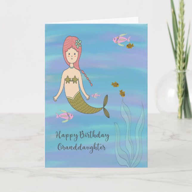 Birthday Card for Granddaughter with Mermaid (Front)