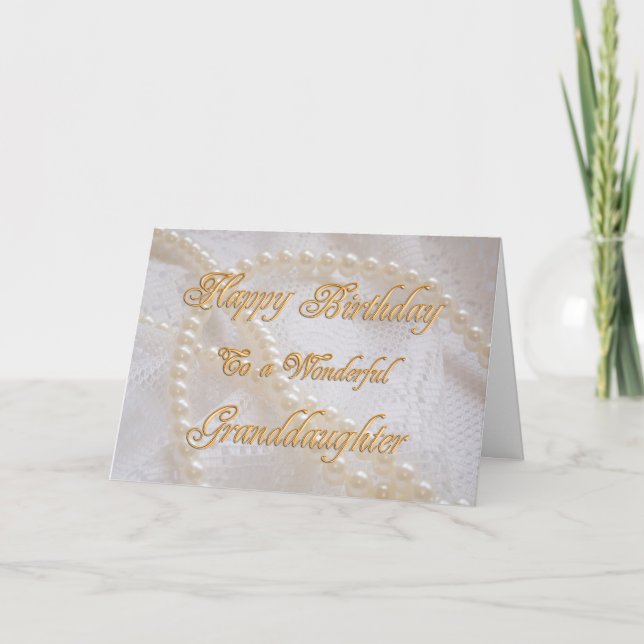 Birthday card for granddaughter with pearls (Front)