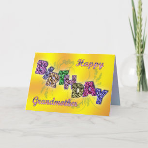 Birthday card for grandmother with floral text