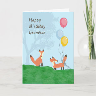 Birthday Card for Grandson with Foxes