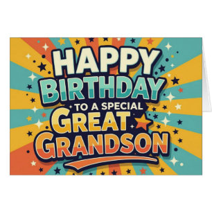 Birthday Card for Great Grandson Bold Retro Style