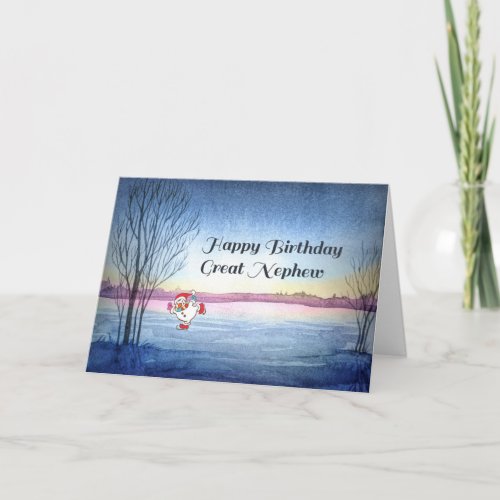 Birthday Card for Great Nephew Winter Scene