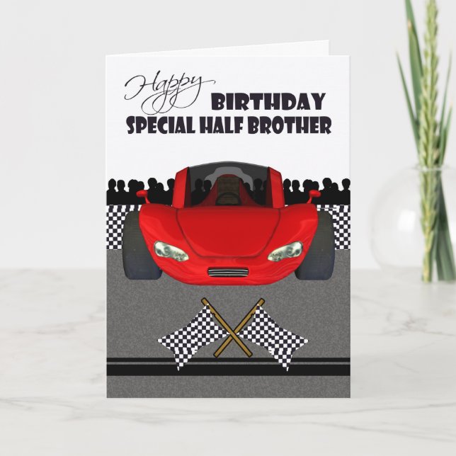 Birthday card for half brother, racing car (Front)