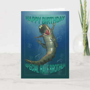 Birthday card for half brother, snappy crock