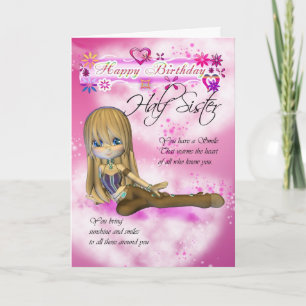 Birthday card for Half Sister, Moonies Cutie Pie c
