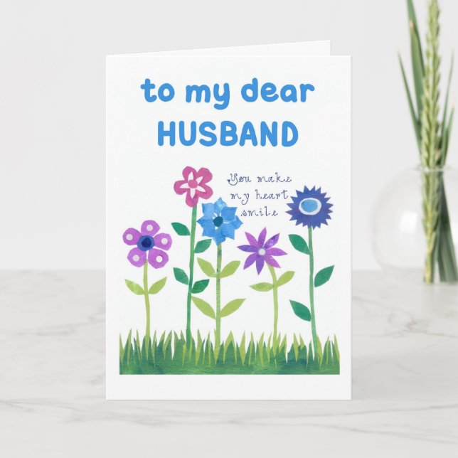 Birthday Card for Husband - Flower Power (Front)